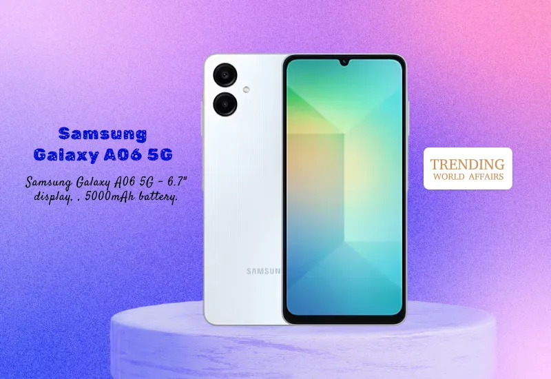 Samsung Galaxy A06 5G smartphone featuring a sleek design, fast connectivity, and advanced performance.